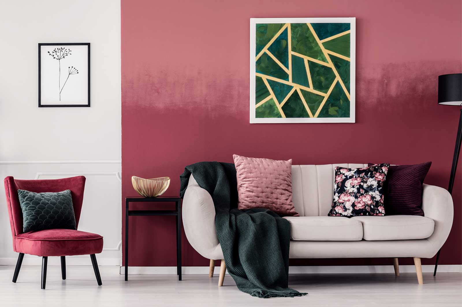 viva magenta living room design idea